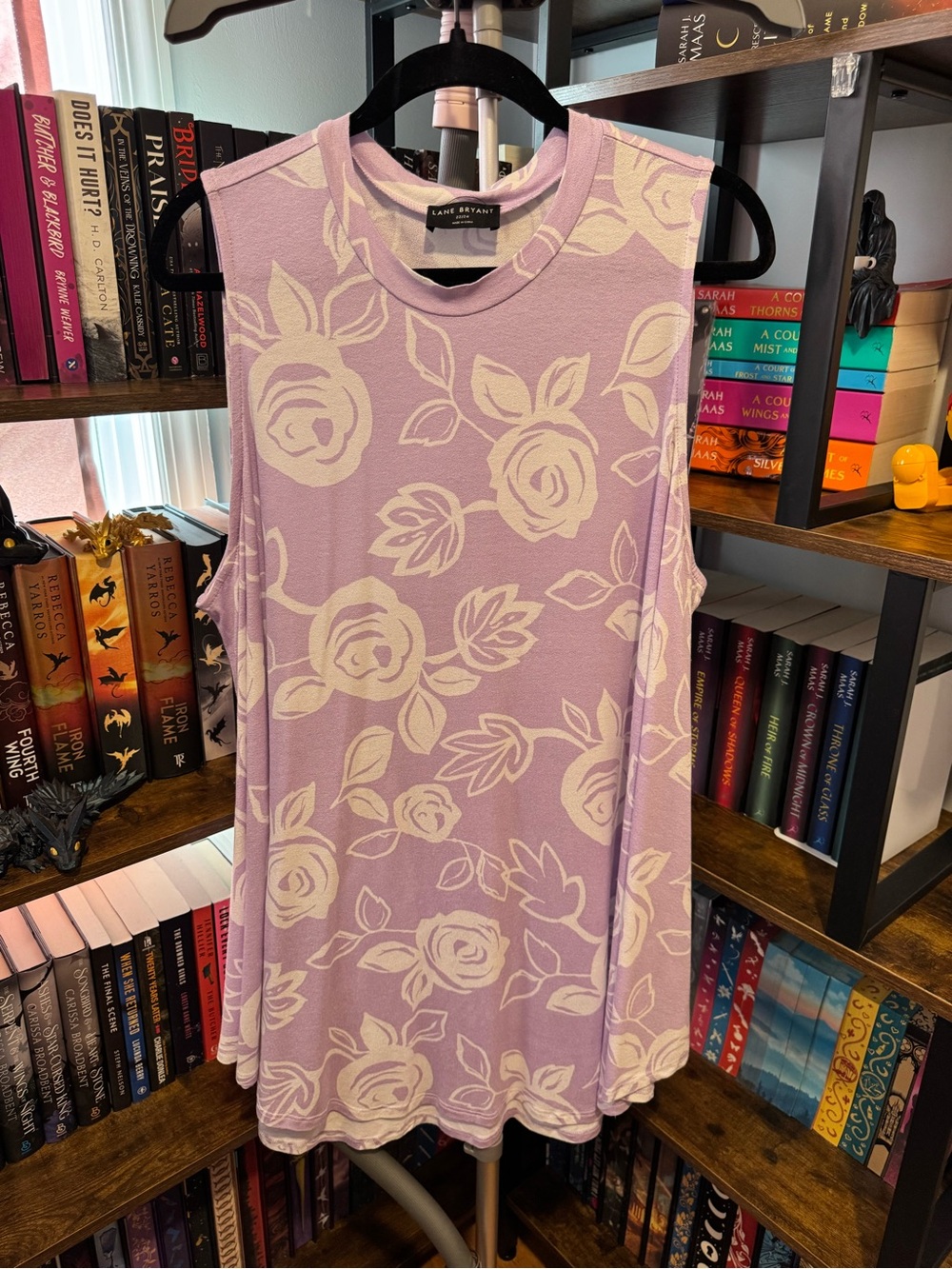 Lane Bryant Lavender Floral long tank top - Picture 4 of 7